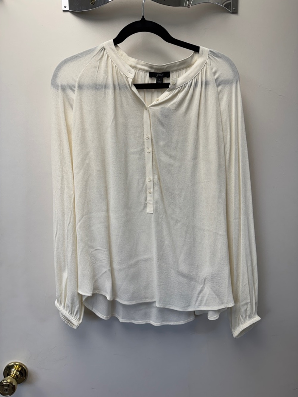 J. Crew Cream Henley‎ Peasant Blouse